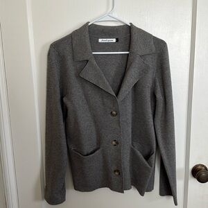 French quarter grey cardigan blazer sweater